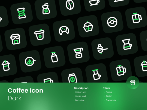 Elevate Your Visual Projects with a Coffee Icon Set Dark Mode
