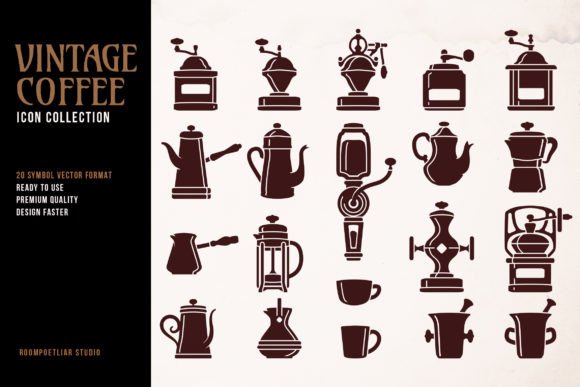 Exploring Coffee Culture Through Vintage Coffee Grinder Icon Set