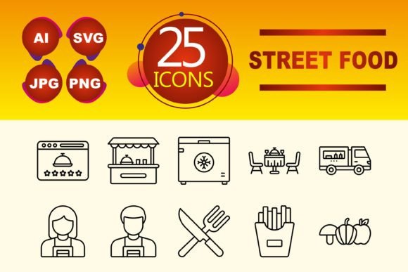 Street Food Icons for Design Projects