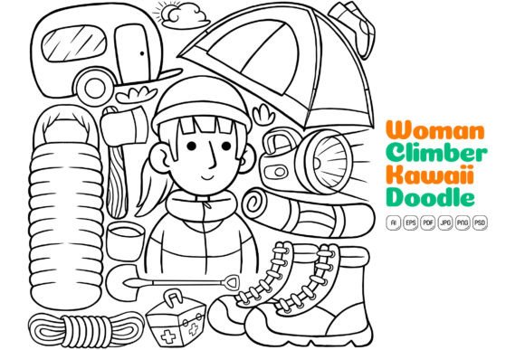 Woman Climber Kawaii Doodle Line Art: A Creative Toolkit for Modern Projects
