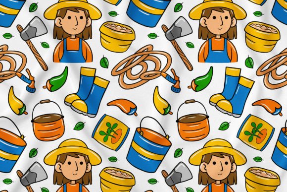 Your Creative Toolkit: The Farmer Kawaii Doodle Seamless Pattern 02